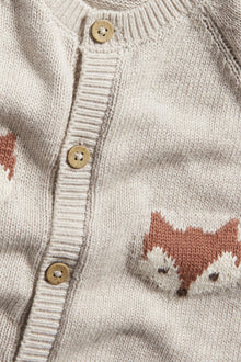 Baby grey jacquard-knit fox jumpsuit