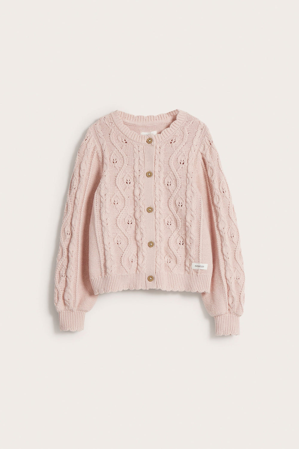 Kids light pink cable knit cardigan