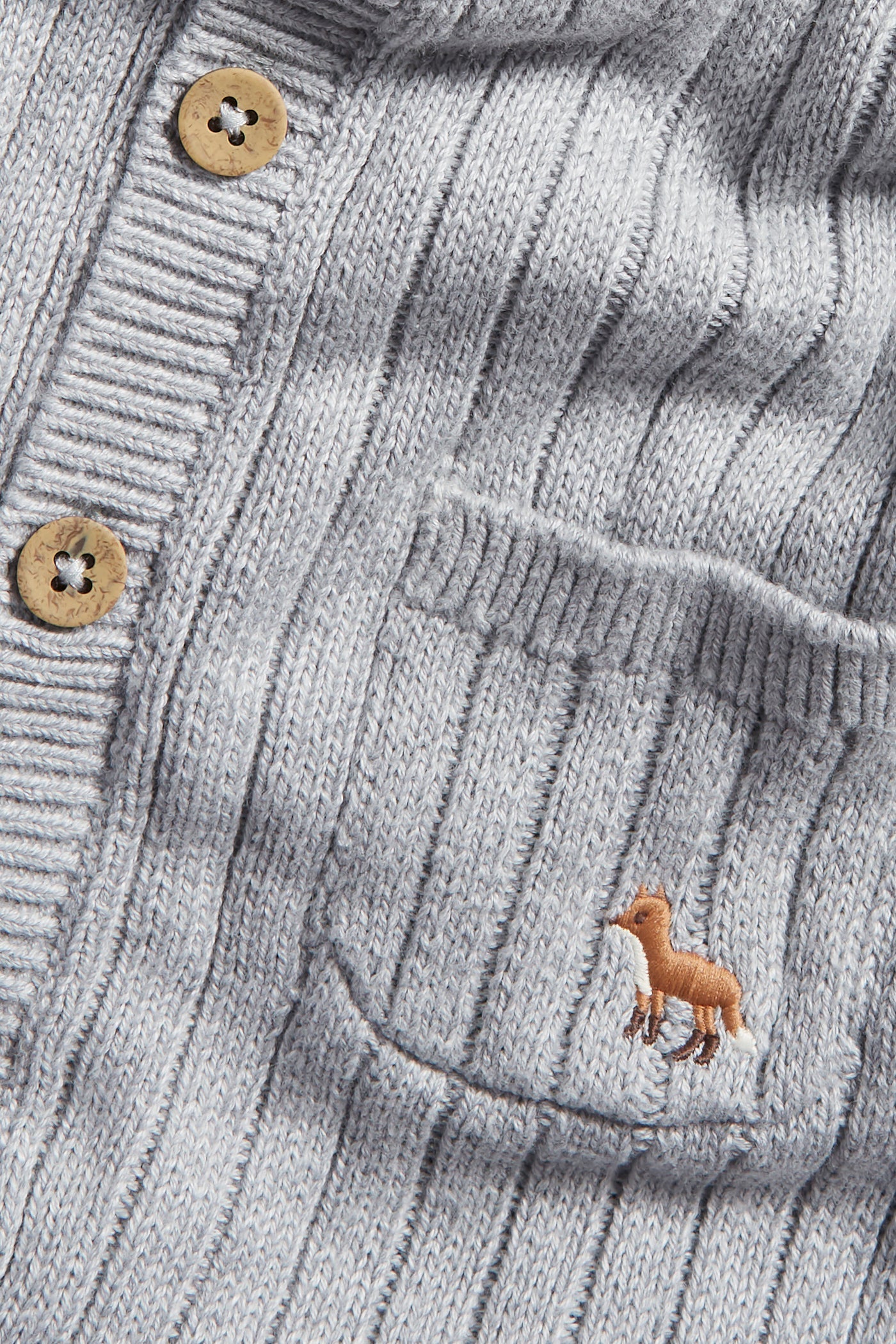 Baby grey rib-knit fox jumpsuit