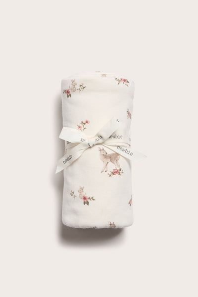 White double jersey deer patterned blanket