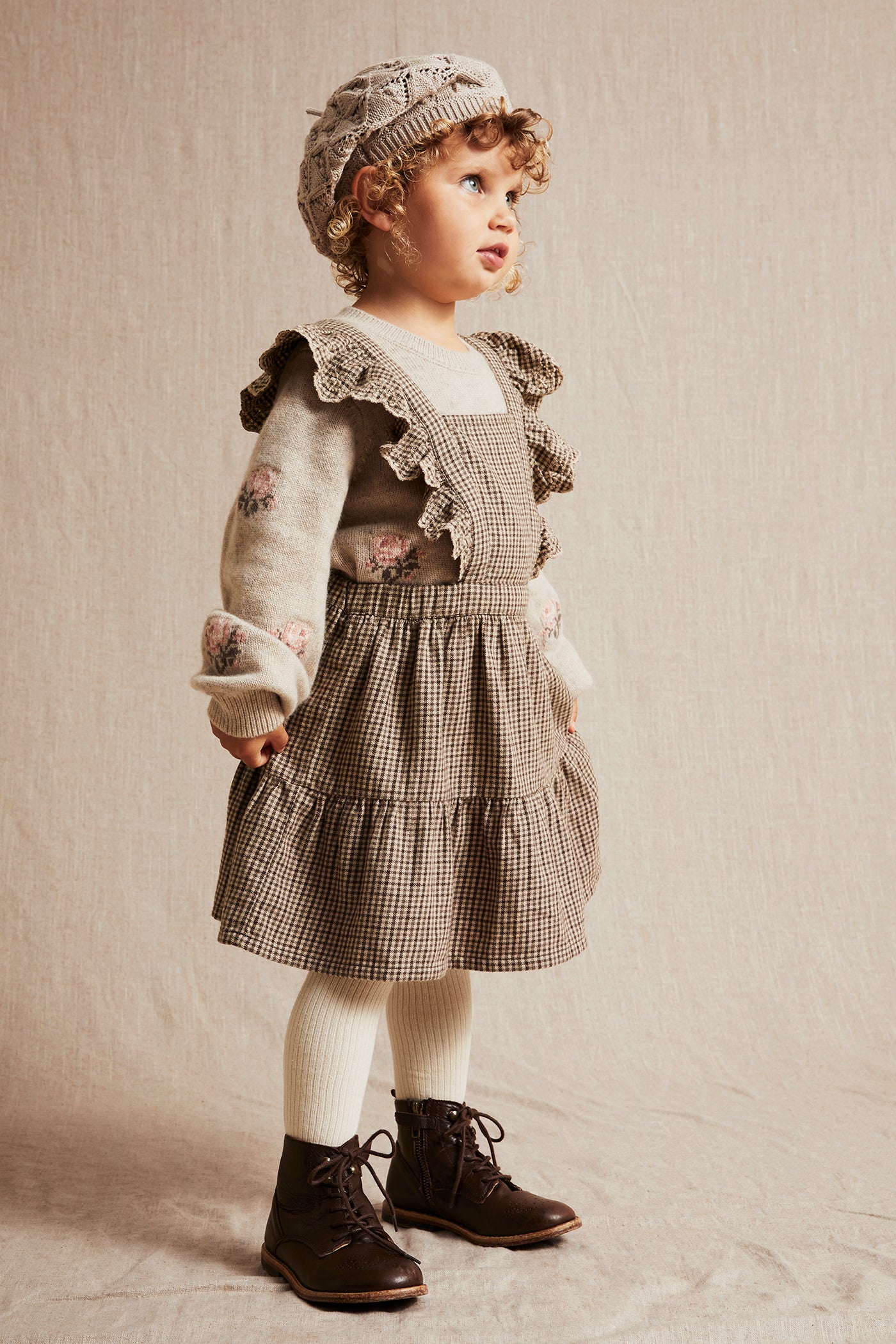Kids brown checked dress