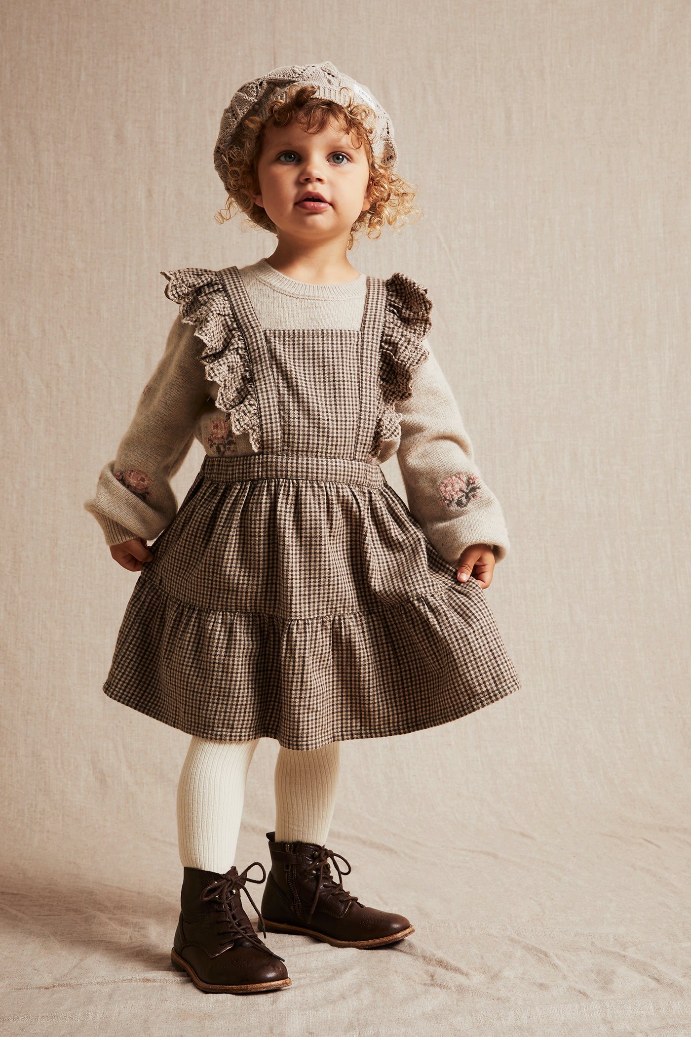 Kids brown checked dress