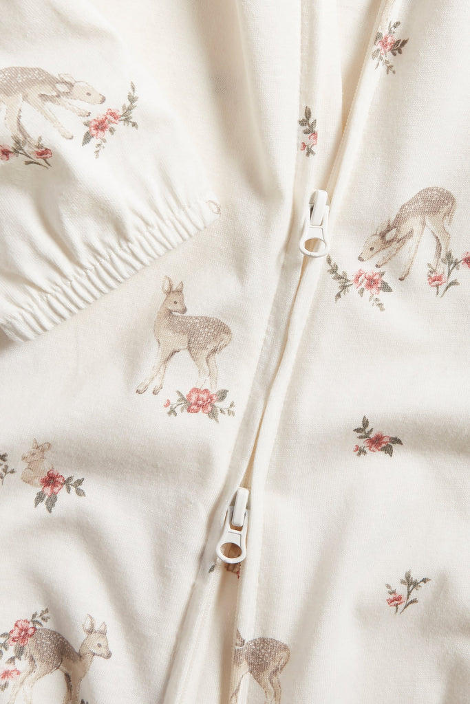Baby white deer garden sleepsuit Newbie