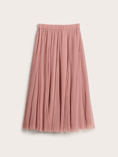 Pink pleated polyester skirt best sale