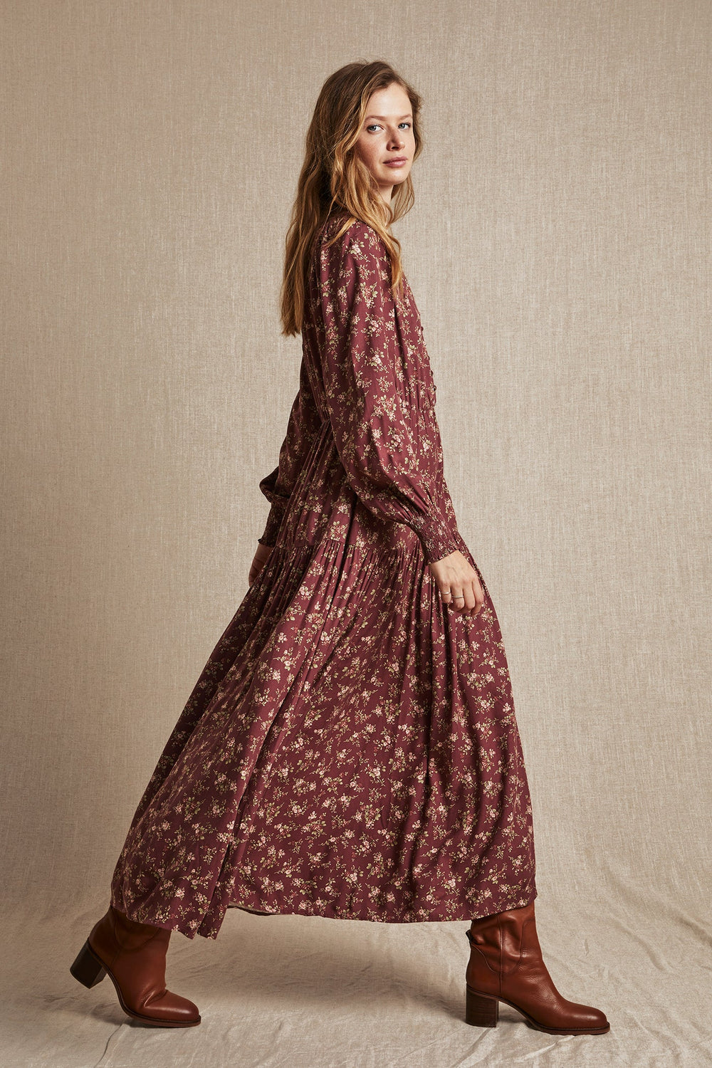 Womens red floral viscose dress Newbie