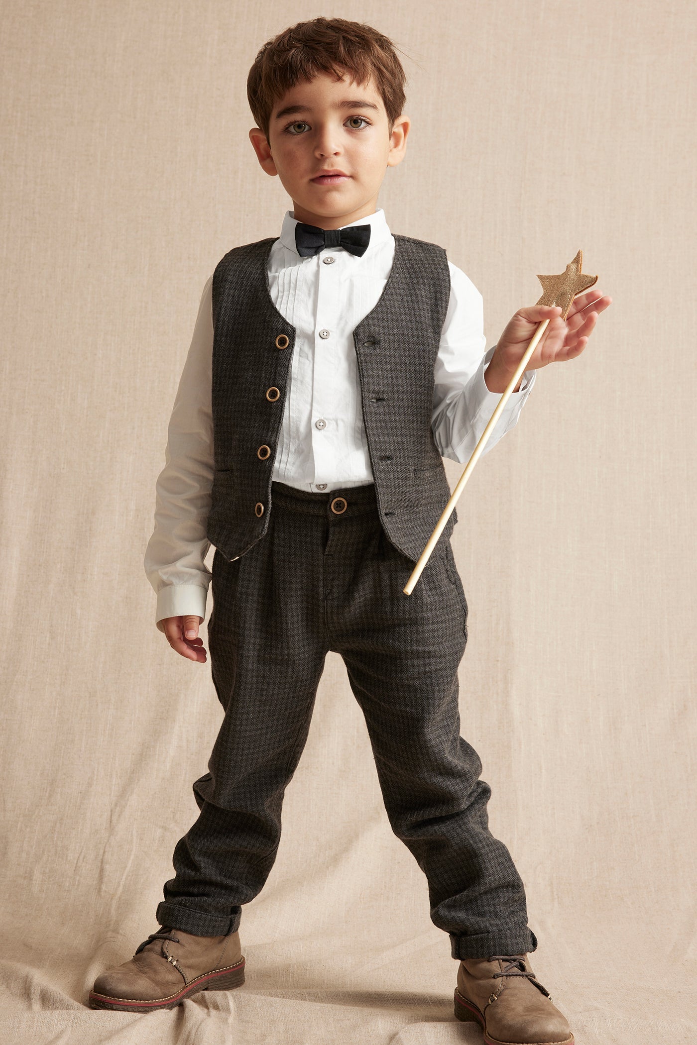 Kids white tuxedo bow tie shirt