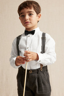 Kids white tuxedo bow tie shirt