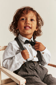 Kids white tuxedo bow tie shirt