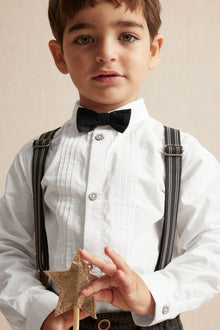 Kids white tuxedo bow tie shirt