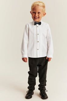 Kids white tuxedo bow tie shirt