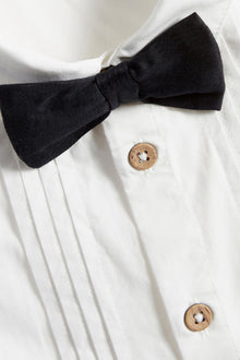 Kids white tuxedo bow tie shirt