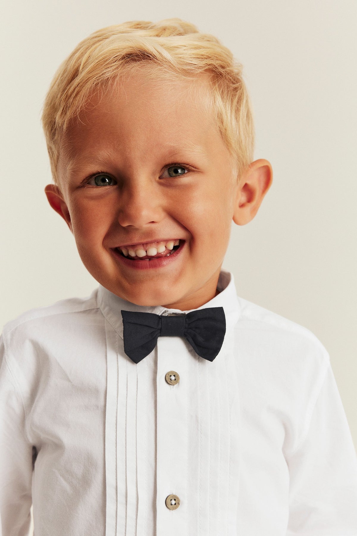 Kids white tuxedo bow tie shirt