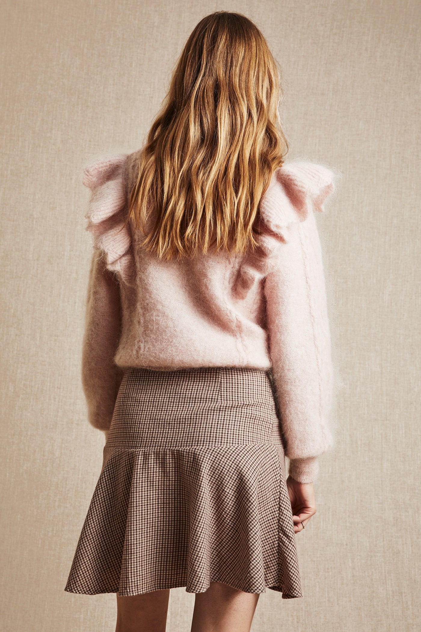 Womens brown checked mini skirt