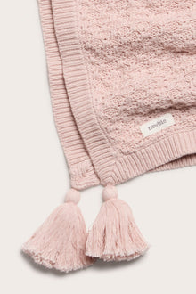 Baby pink knitted pattern blanket