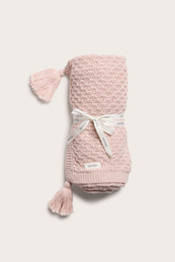 Baby pink knitted pattern blanket