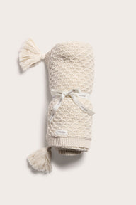 Baby beige knitted pattern blanket
