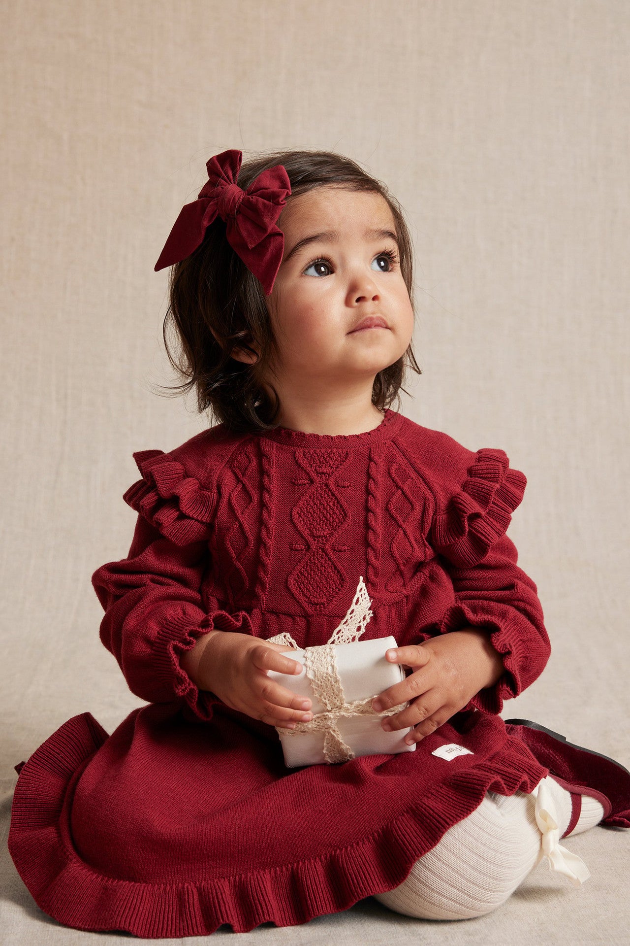 Baby red knitted dress