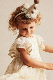 Kids' white/gold floral tutu dress
