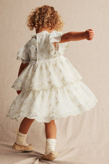 Kids' white/gold floral tutu dress