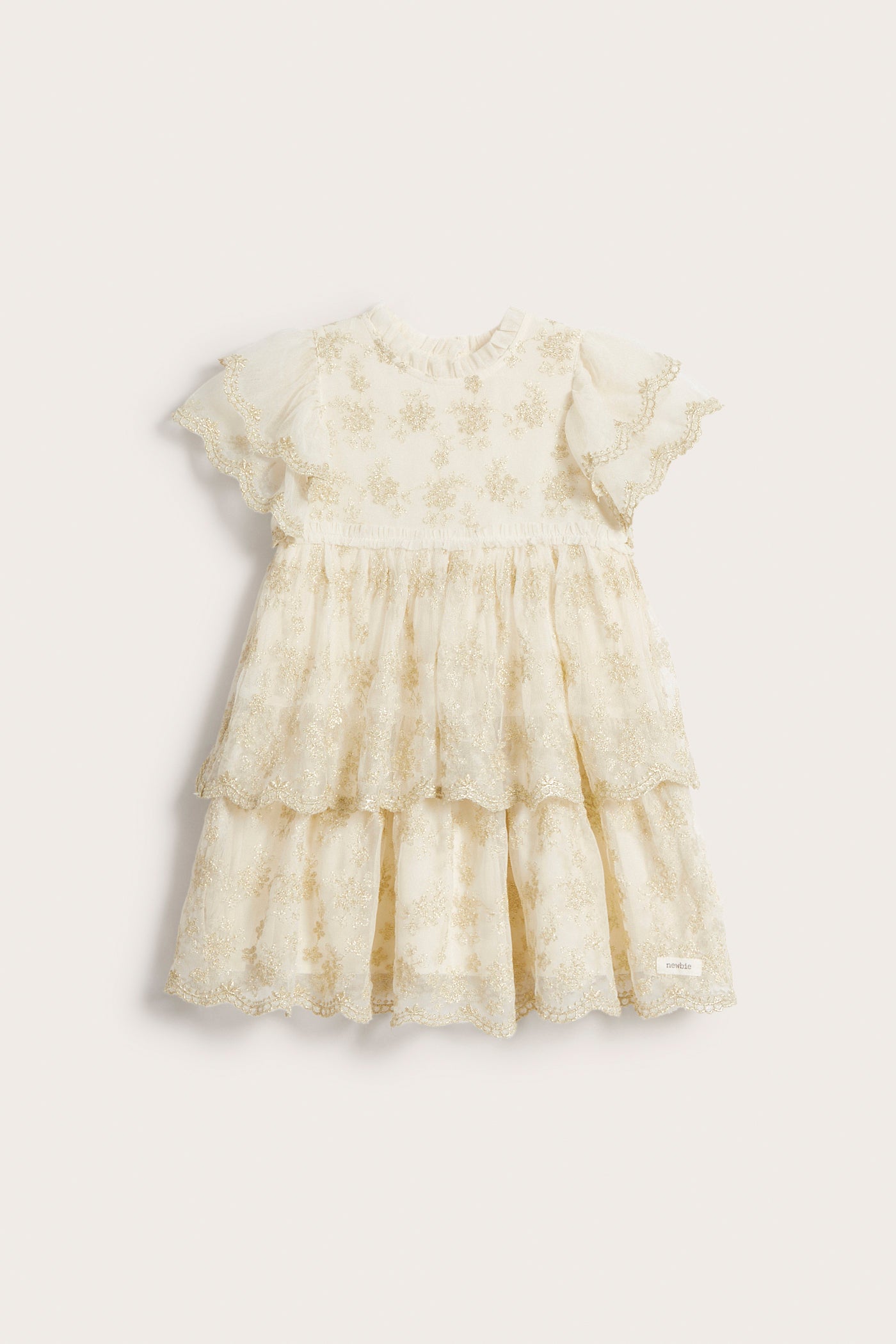 Kids' white/gold floral tutu dress