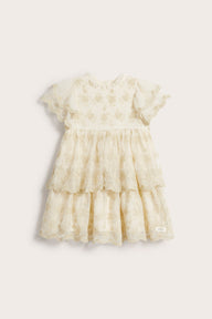 Kids' white/gold floral tutu dress