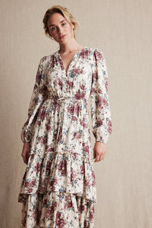 Women's beige floral viscose dress
