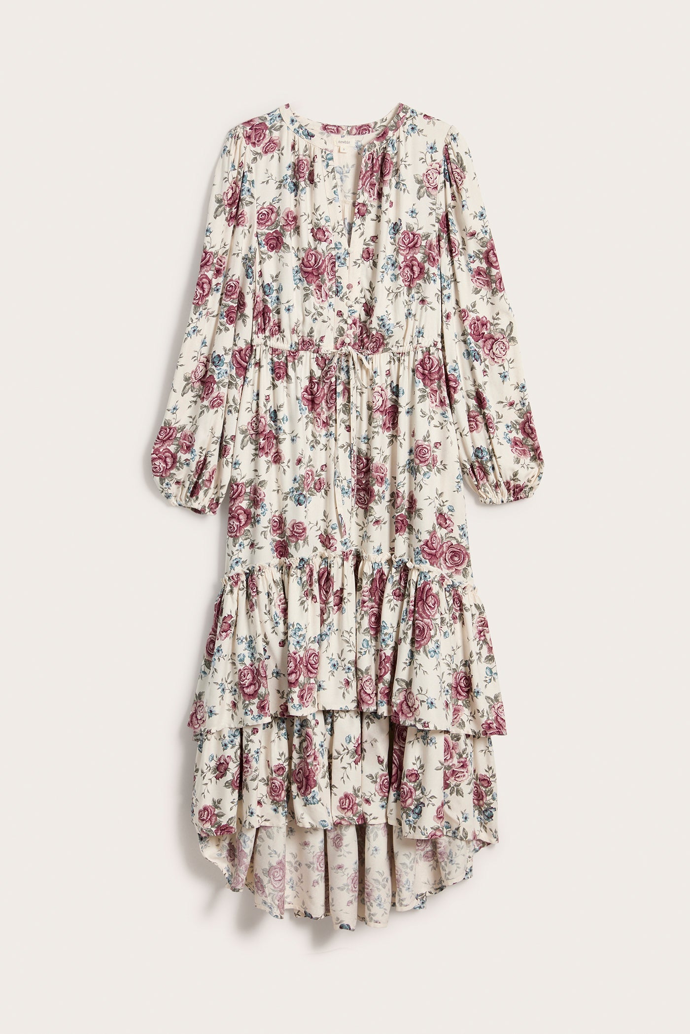 Women's beige floral viscose dress