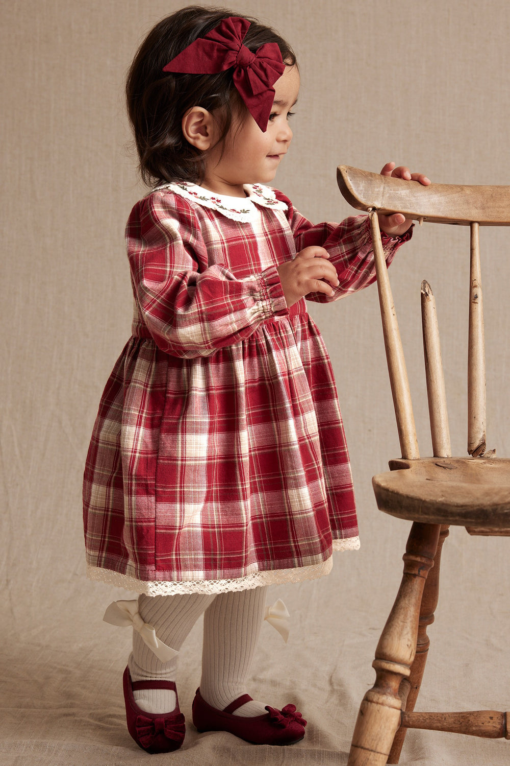 Red gingham baby dress store