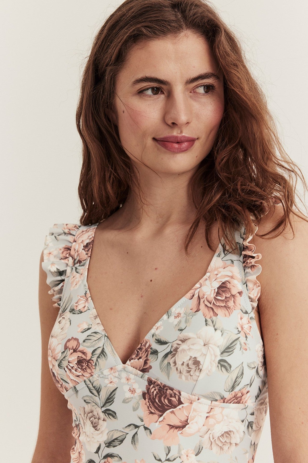 Women's blue floral swimsuit