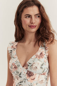 Women's blue floral swimsuit