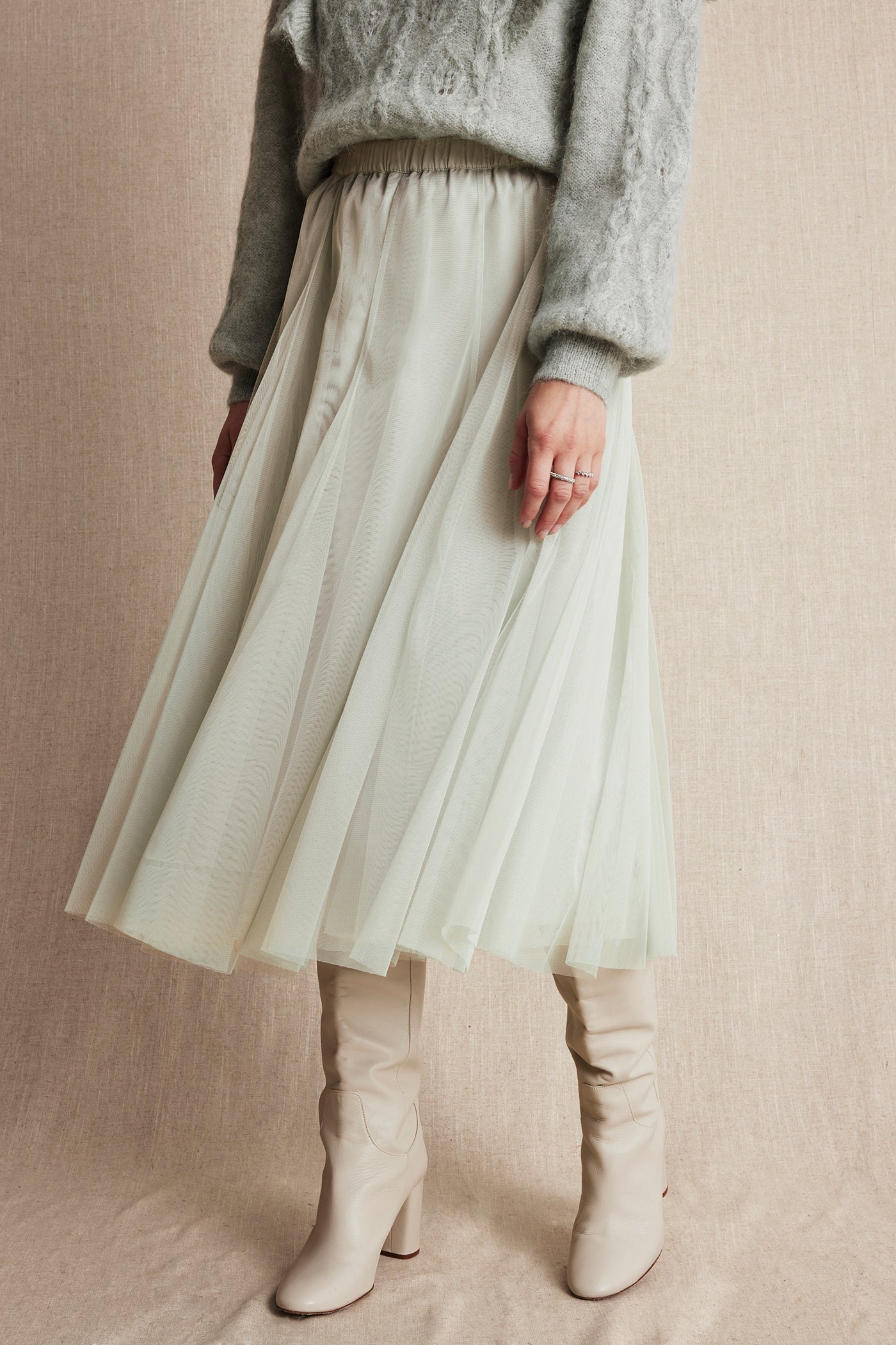 Women's green mesh skirt