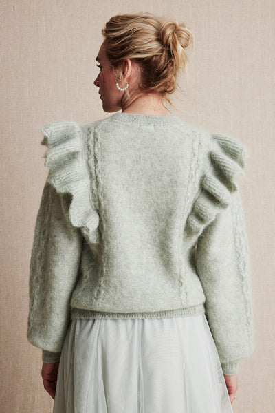 Women's green pattern knitted sweater