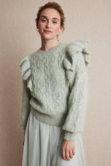 Women's green pattern knitted sweater