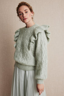 Women's green pattern knitted sweater