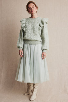 Women's green pattern knitted sweater