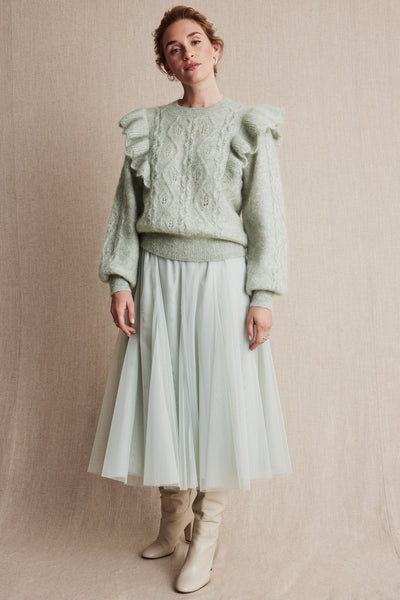 Women's green pattern knitted sweater