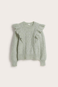 Women's green pattern knitted sweater
