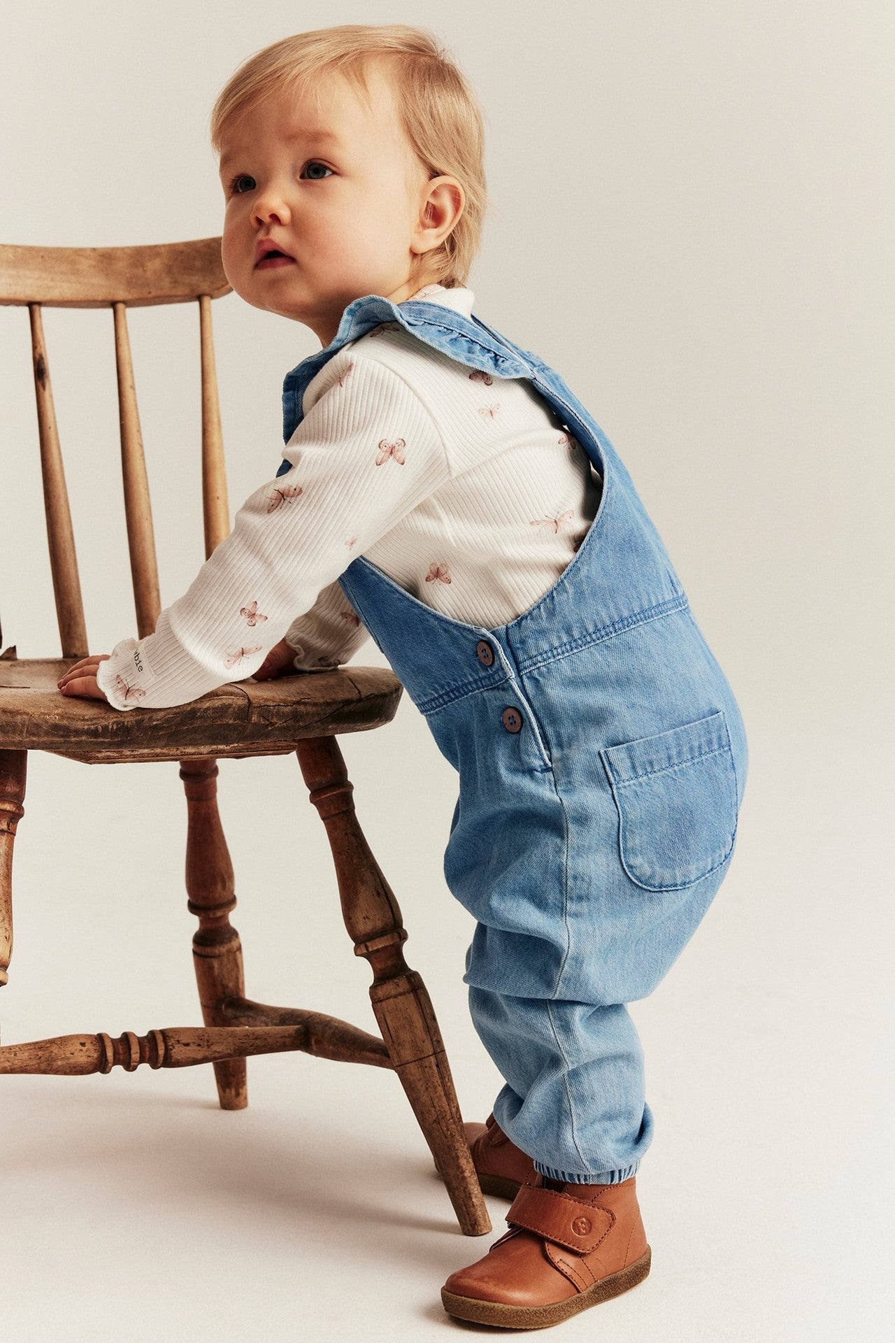 Baby blue denim dungarees