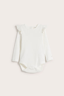 Baby white bodysuit with ruffles