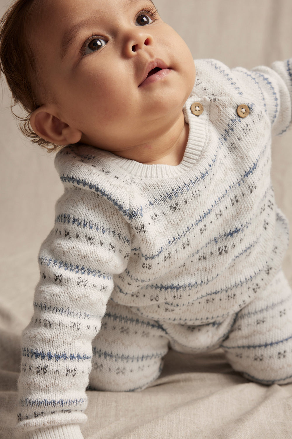 Baby white jacquard knit jumper