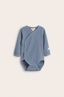 Baby blue ribbed bodysuit with extender