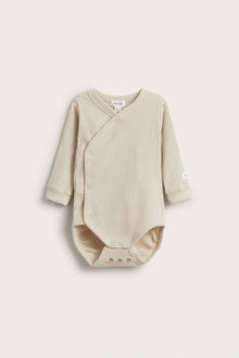 Baby beige ribbed bodysuit with extender