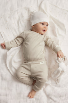 Baby beige ribbed leggings