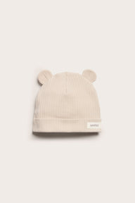 Baby beige ribbed hat