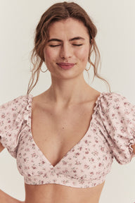 Women's pink floral bikini top