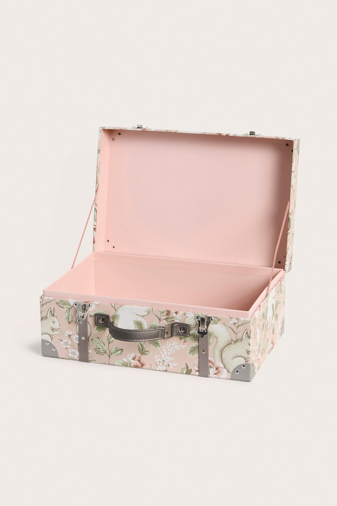 Pink floral patterned cardboard bag