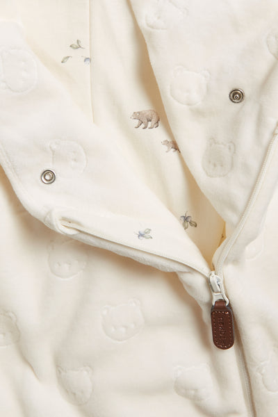 Baby white velour coverall
