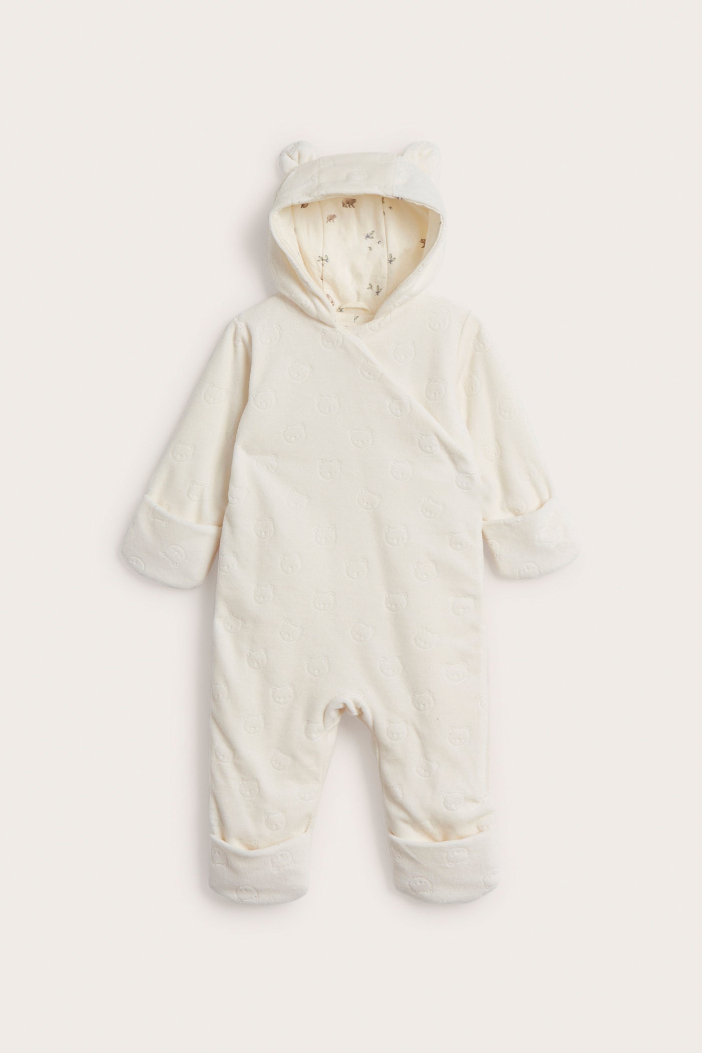 Baby white velour coverall