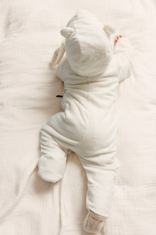Baby white velour coverall