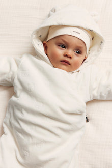 Baby white velour coverall